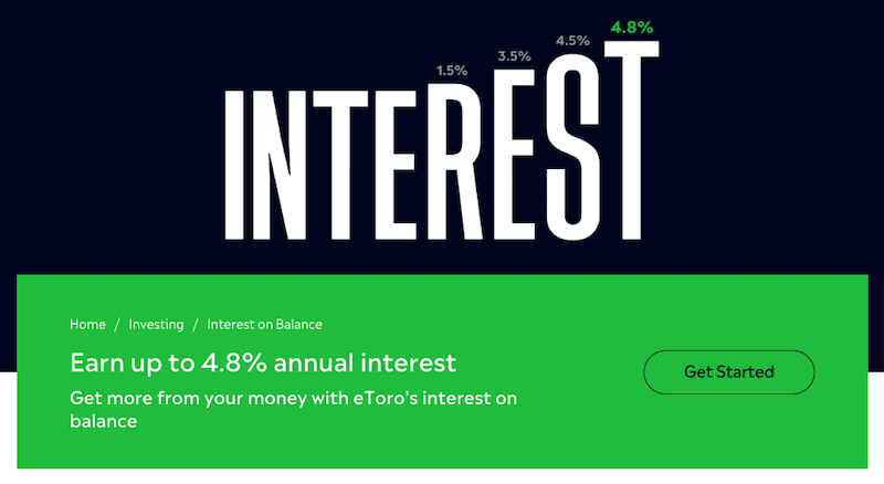 eToro: Earn Up to 4.8% Annual Interest